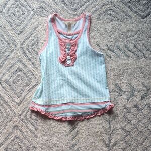 Matilda Jane Pink and White Tank Top with Lace-Up Detail